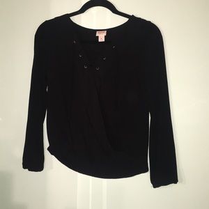 Black Front Lace Up Blouse. Worn once